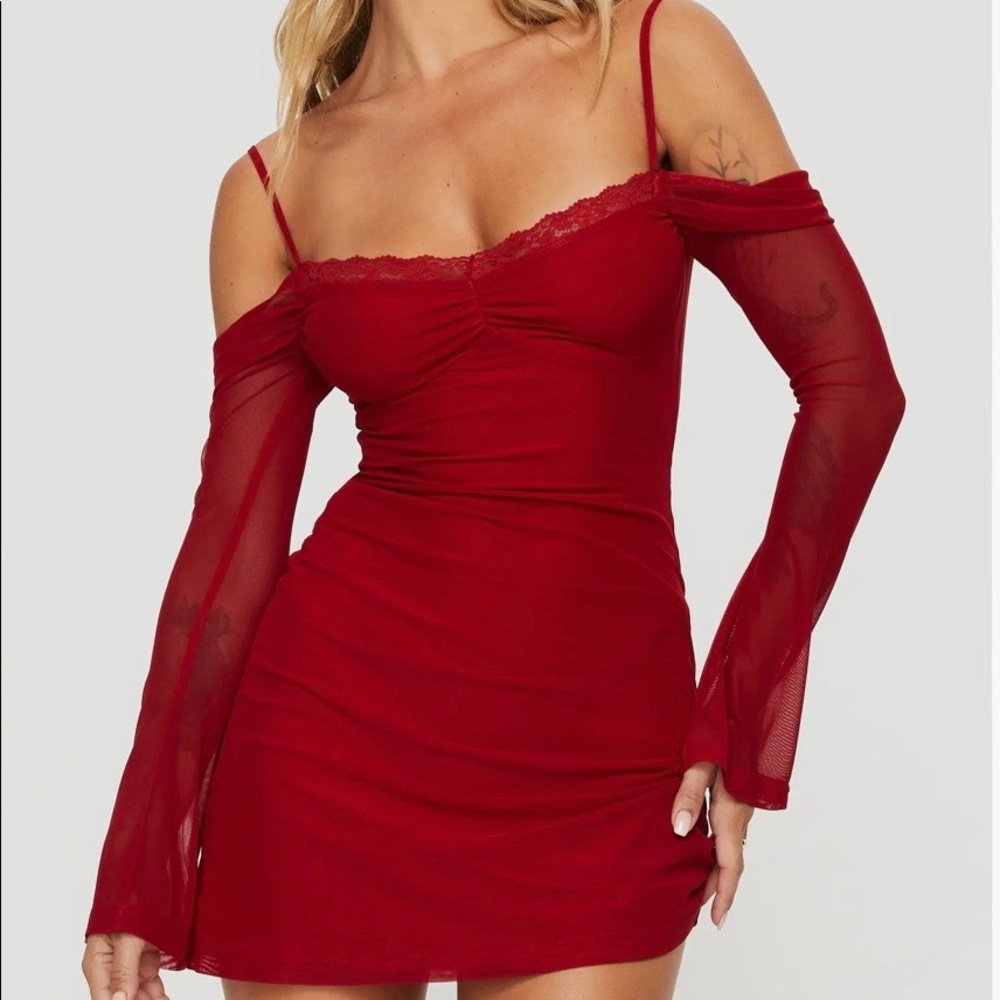 princess polly edmone lace trim mini dress